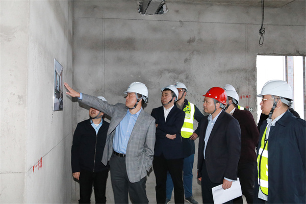 公司党委书记、、、董事长袁仁军调研总部大楼建设情形